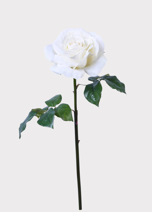 Natural Touch Artificial Rose in White - 35.25"
