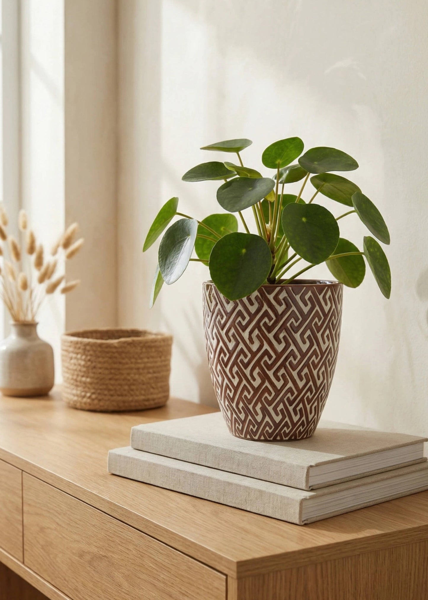 Glossy Ceramic Planter Pot in Brown and White - 5.75"