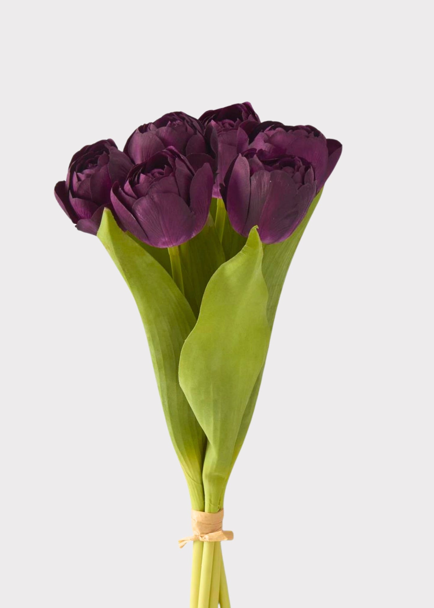 Plum Purple Real Touch Tulip Fake Flower Bundle of 6 - 13"