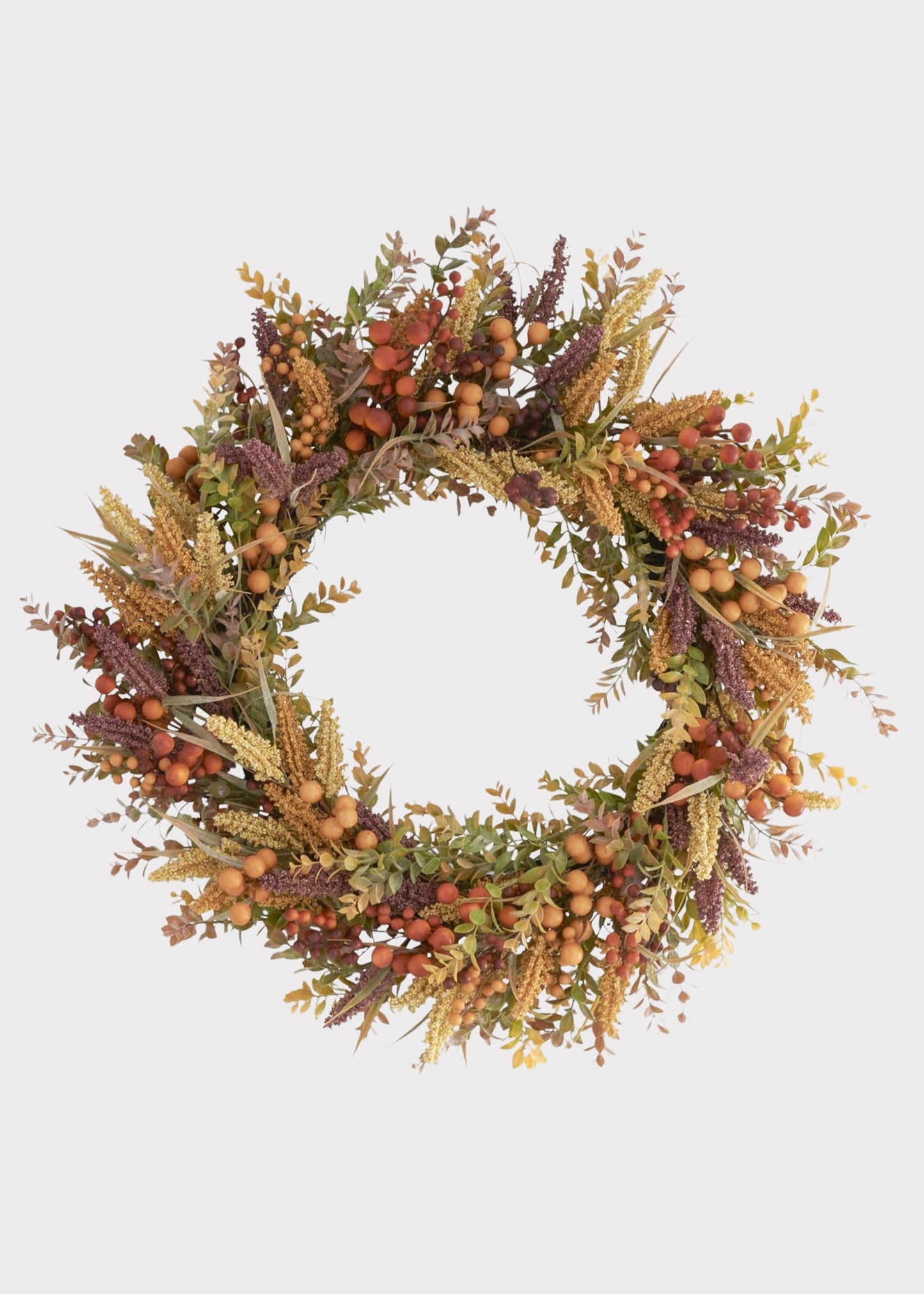 Colorful Mixed Fake Fall Foliage and Berry Wreath - 30"