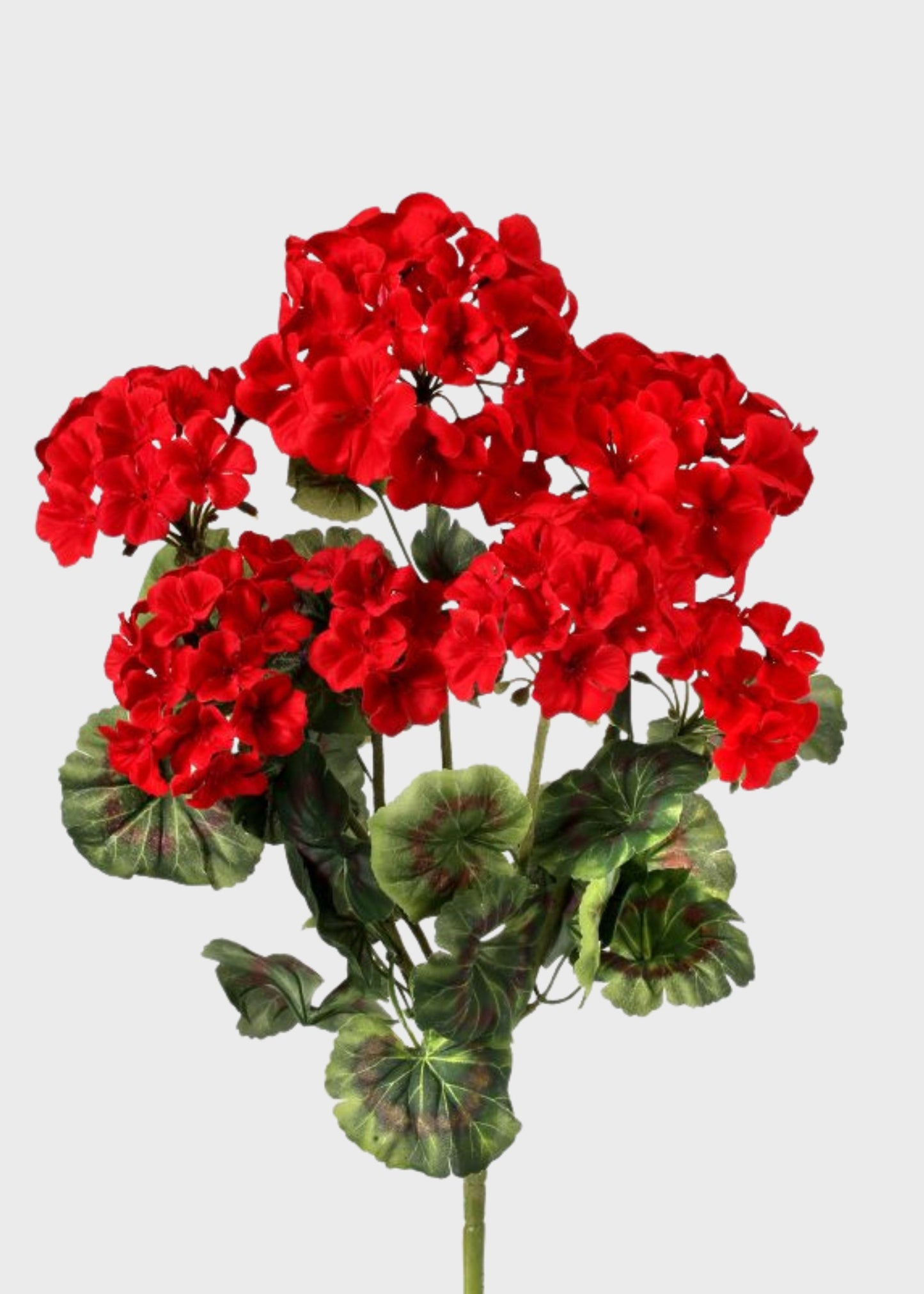 Artificial Blooming Geranium Flower Bush in Red - 20"