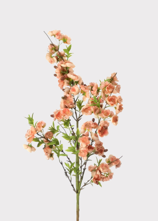 Fake Wild Apple Blossom Flower Branch in Peach - 38"