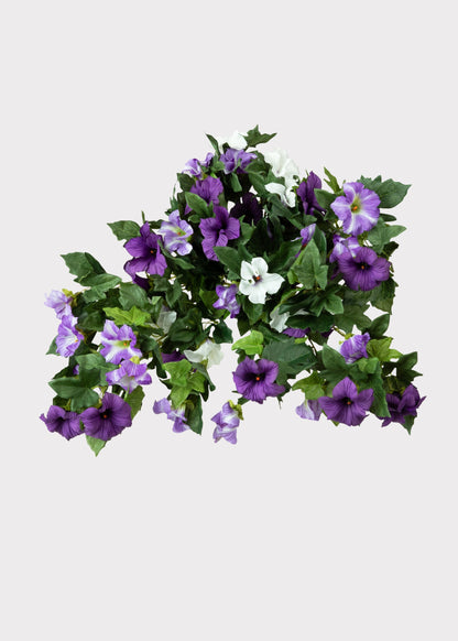 Fake Petunia UV Treated Indoor/Outdoor Hanging Flower Bush - 26"