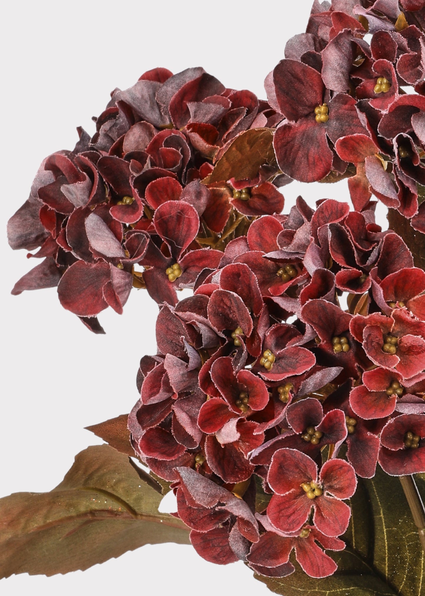 Burgundy Fake Hydrangea Fall Flower Bush - 17"