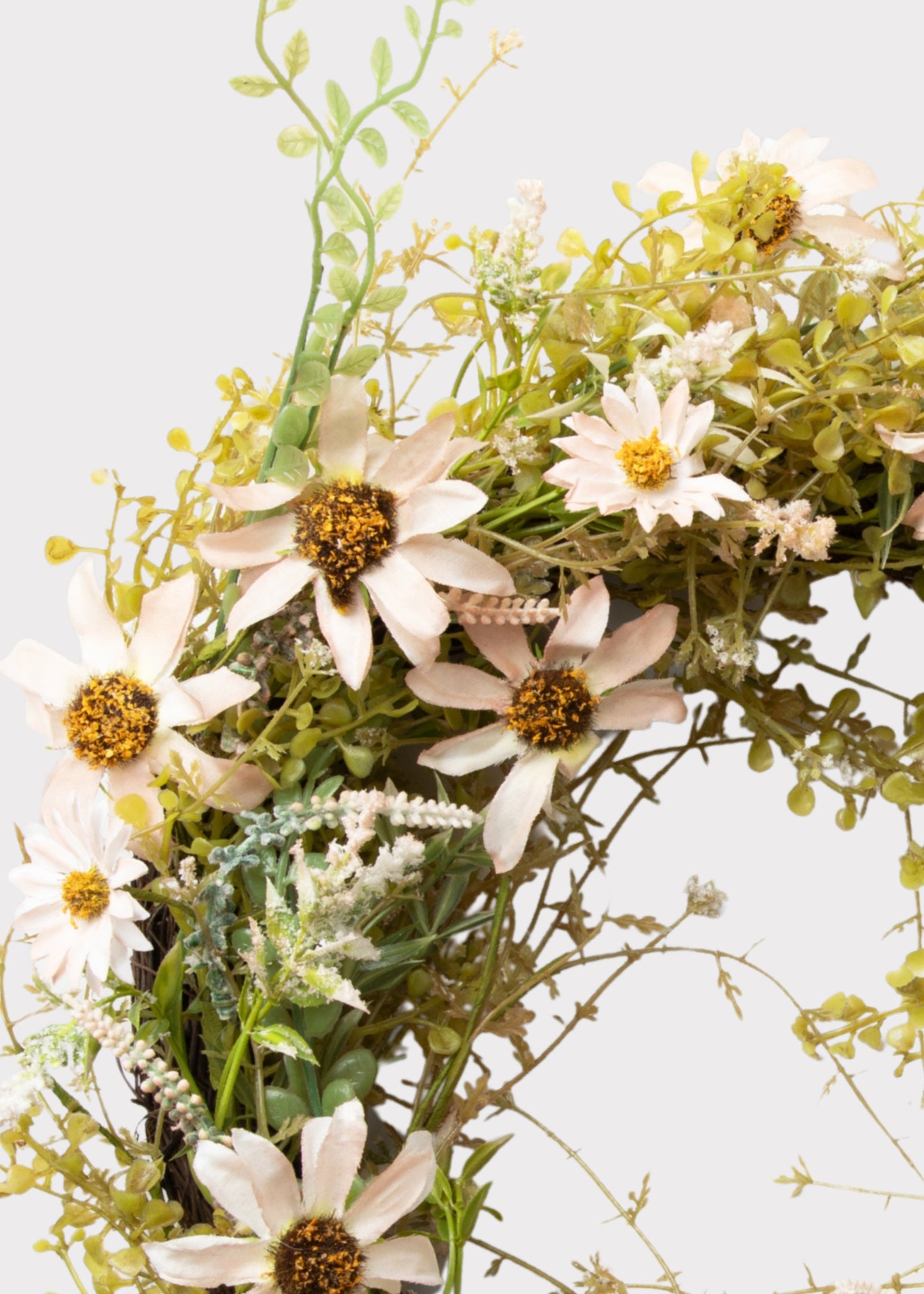 Pale Pink Artificial Wildflower Wreath - 22"