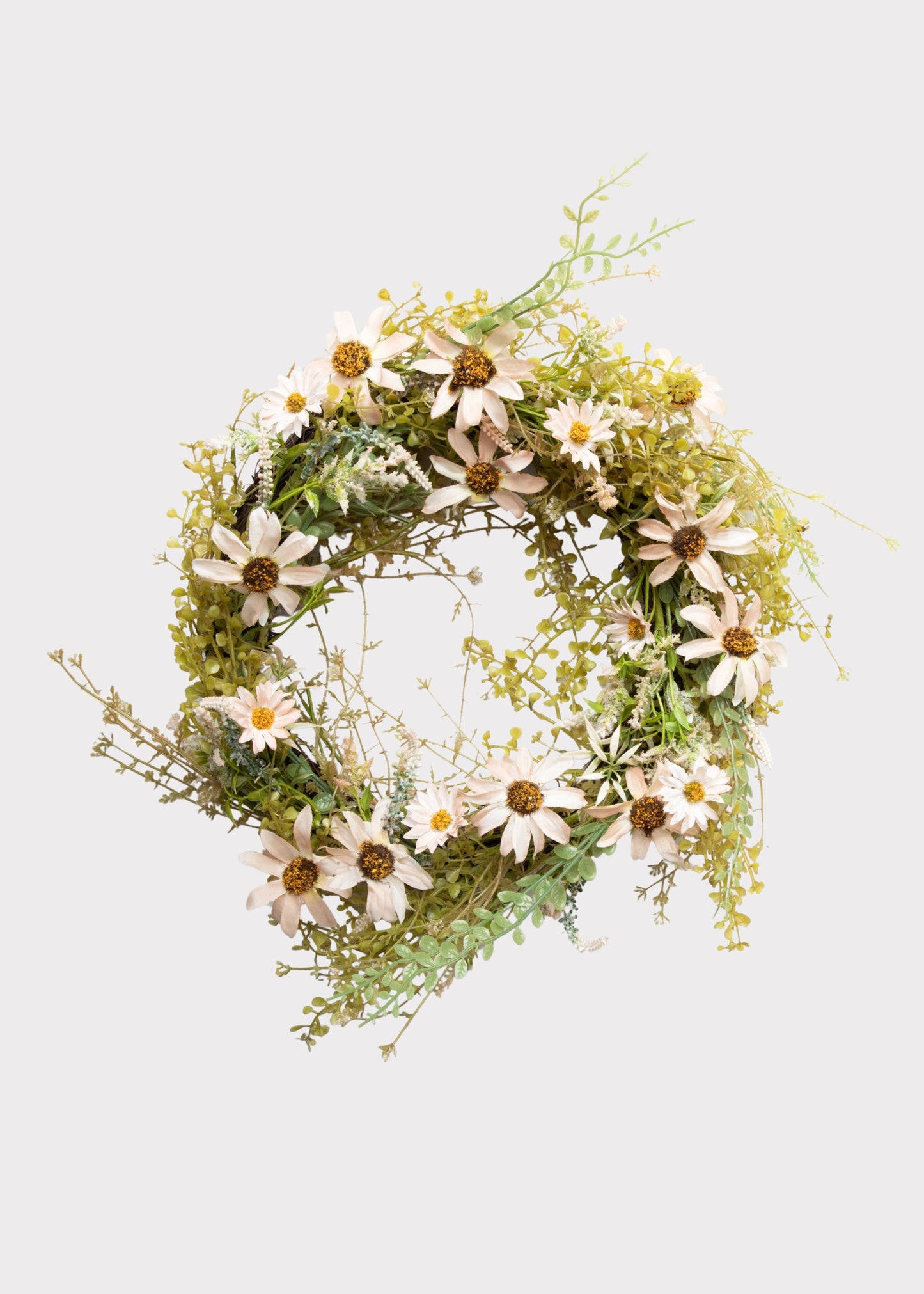 Pale Pink Artificial Wildflower Wreath - 22"