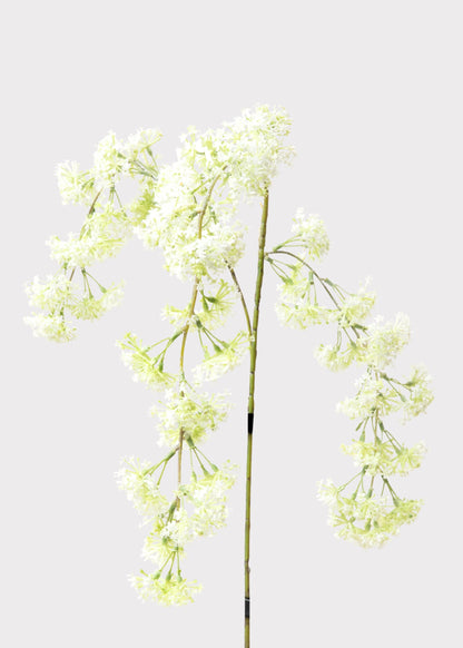 Faux Laurel Hanging Flower Branch in White - 30"