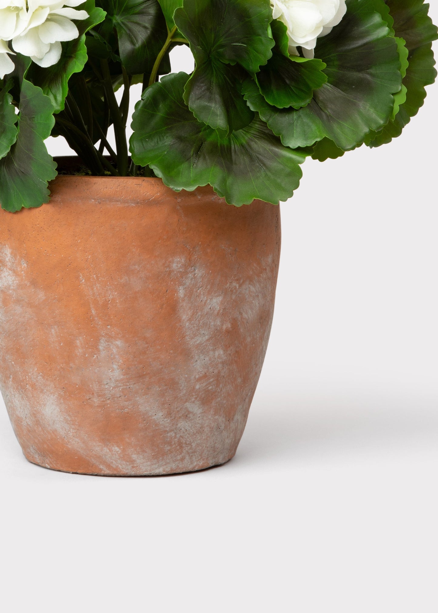UV Treated Indoor/Outdoor Fake White Geranium Plant in Clay Pot - 16"
