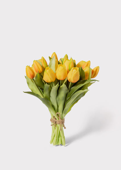 Yellow Tulip Artificial Flower Bouquet - 11.75"