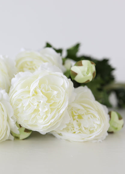 White Faux Ranunculus Flower - 18.75"