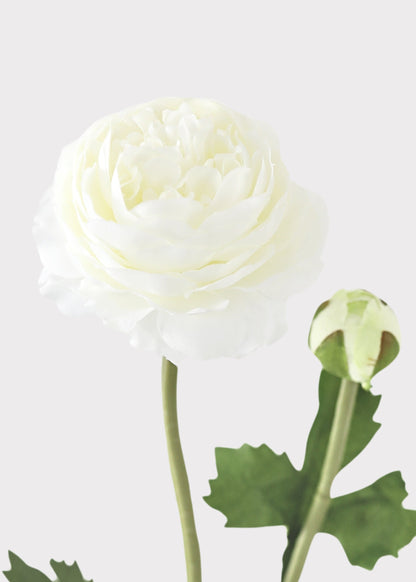 White Faux Ranunculus Flower - 18.75"