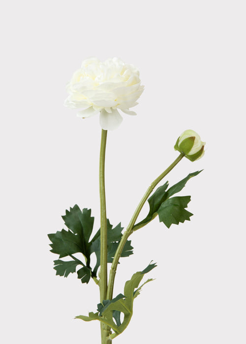 White Faux Ranunculus Flower - 18.75"
