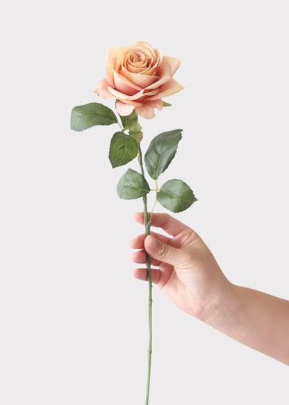 Sunset Pink Silk Rose Flower - 21.5"