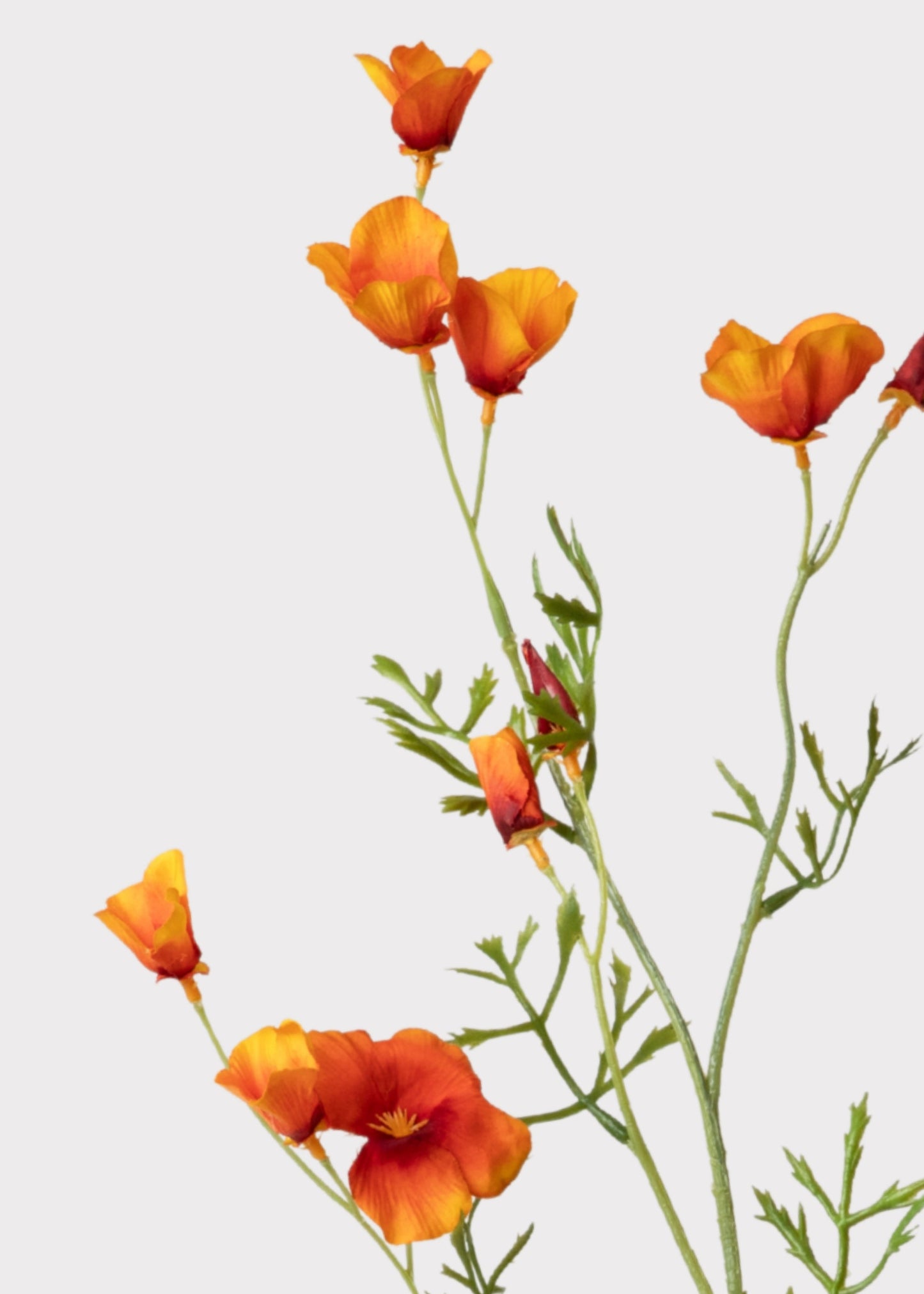 Orange Mini Fake Poppy Flower Spray - 26"