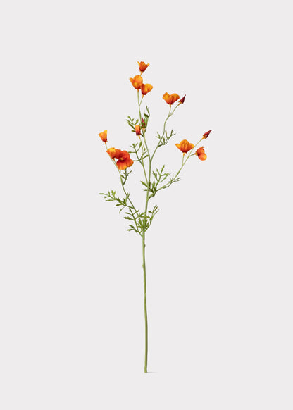 Orange Mini Fake Poppy Flower Spray - 26"