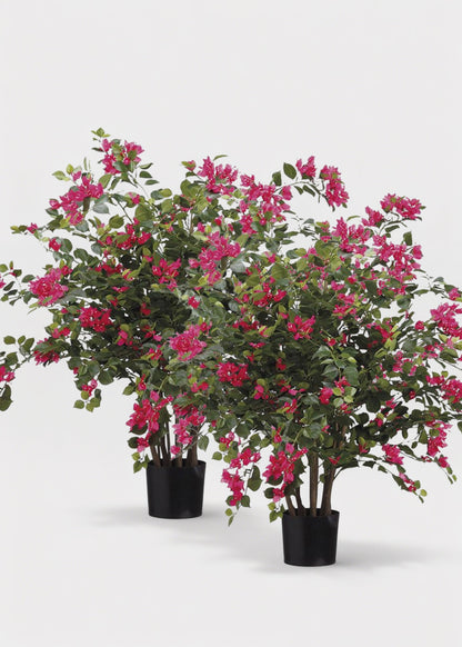 Pack of 2 Fake Blooming Bougainvillea Potted Patio Arrangement  - 39"