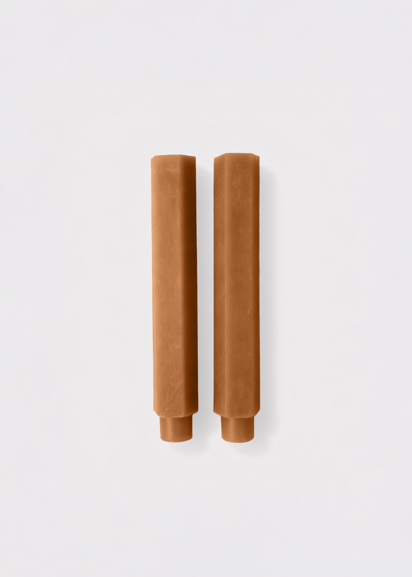Set of 2 Hexagon Taper Candles in Caramel Hue - 6"