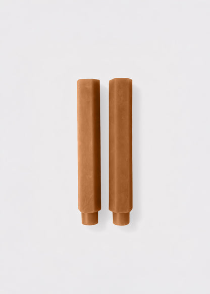 Set of 2 Hexagon Taper Candles in Caramel Hue - 6"