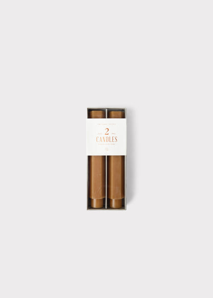 Set of 2 Hexagon Taper Candles in Caramel Hue - 6"