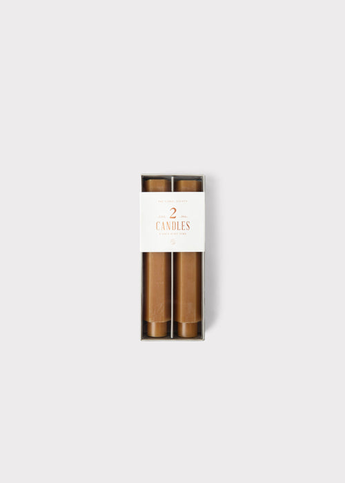 Set of 2 Hexagon Taper Candles in Caramel Hue - 6"
