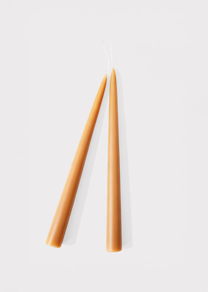 Set of 2 Caramel-Hued Dipped Taper Candles - 12"