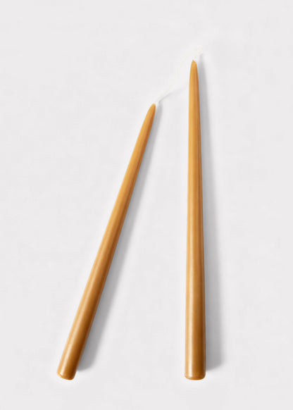 Set of 2 Dipped Taper Candles in Caramel Hue - 18"
