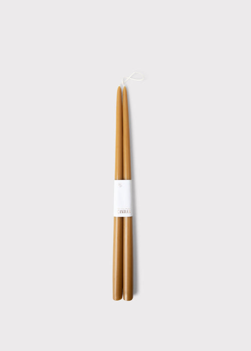 Set of 2 Dipped Taper Candles in Caramel Hue - 18"