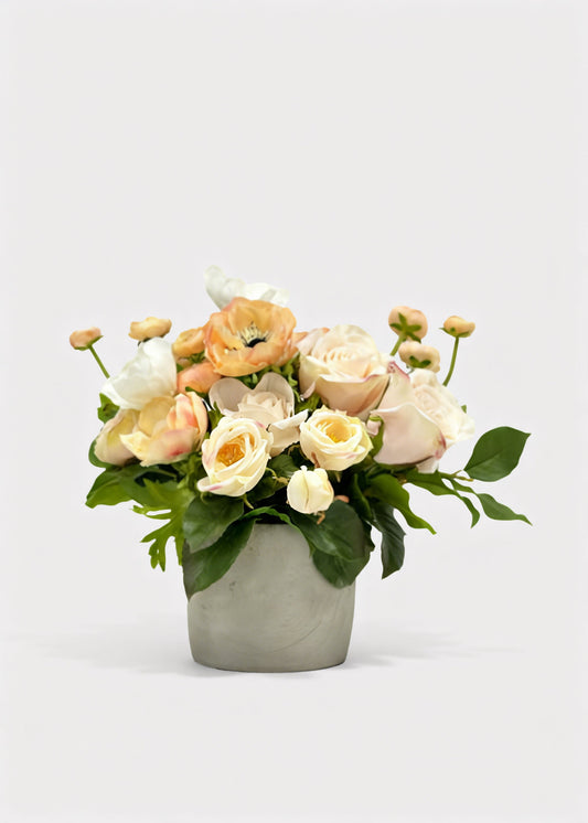 Real Touch Rose and Anemone Potted Flower Arrangement - 12"