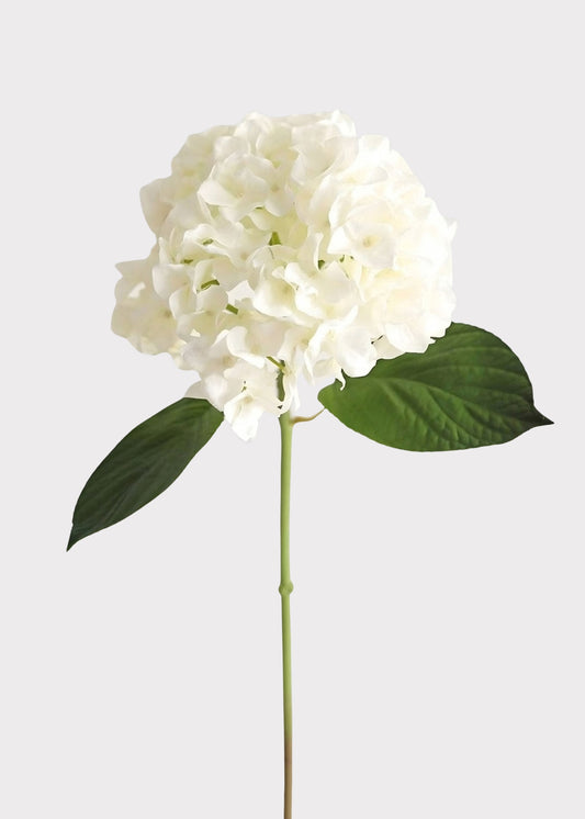 SAVE - Fake Flowers Real Touch Hydrangea Stem in Talc White  - 18"