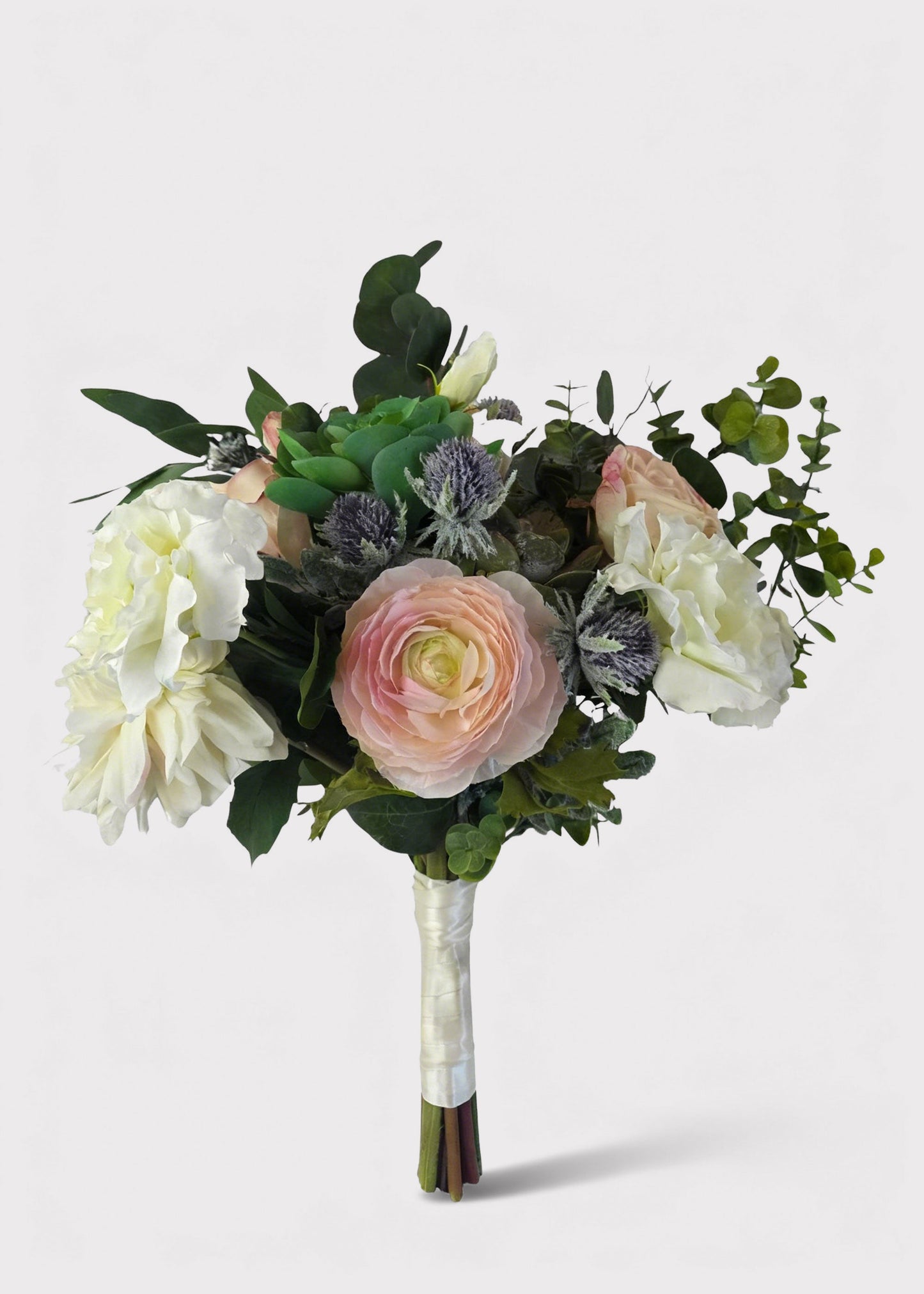 Pink Artificial Rose and Succulent Bouquet - 19"