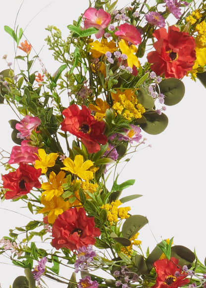 Colorful Spring Floral Artificial Wreath - 24"
