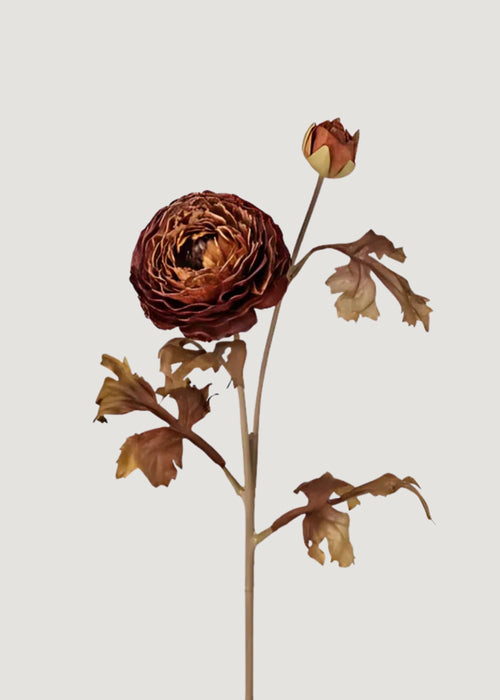Fake Ranunculus Flower in Fall Cinnamon Hue - 24"
