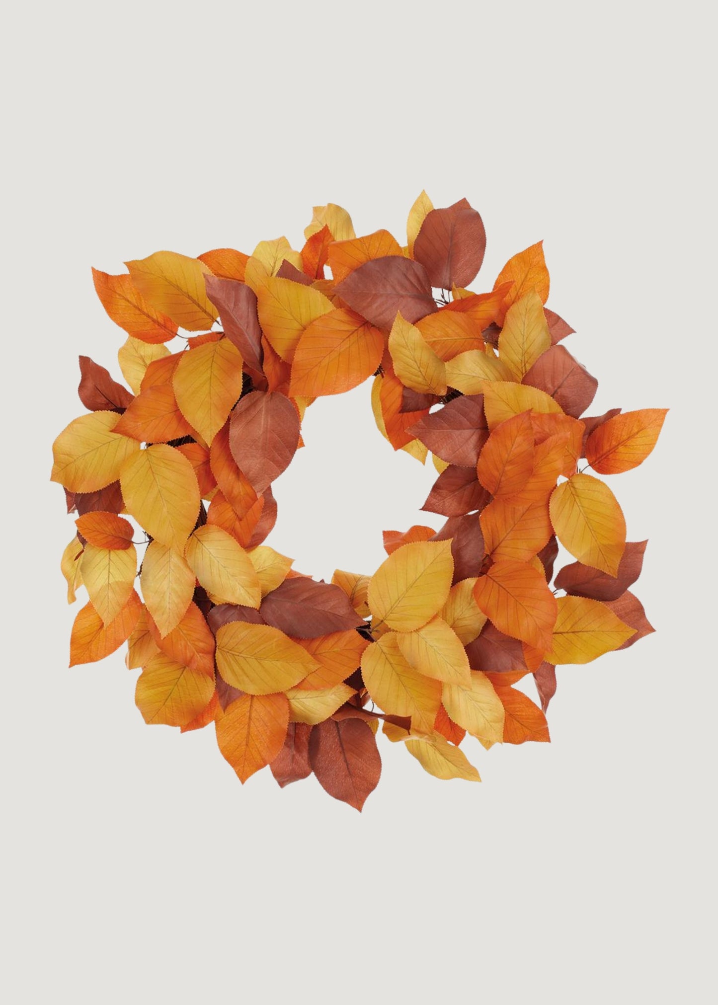 Fall Orange and Brown Fake Salal Leaf Wreath - 24"