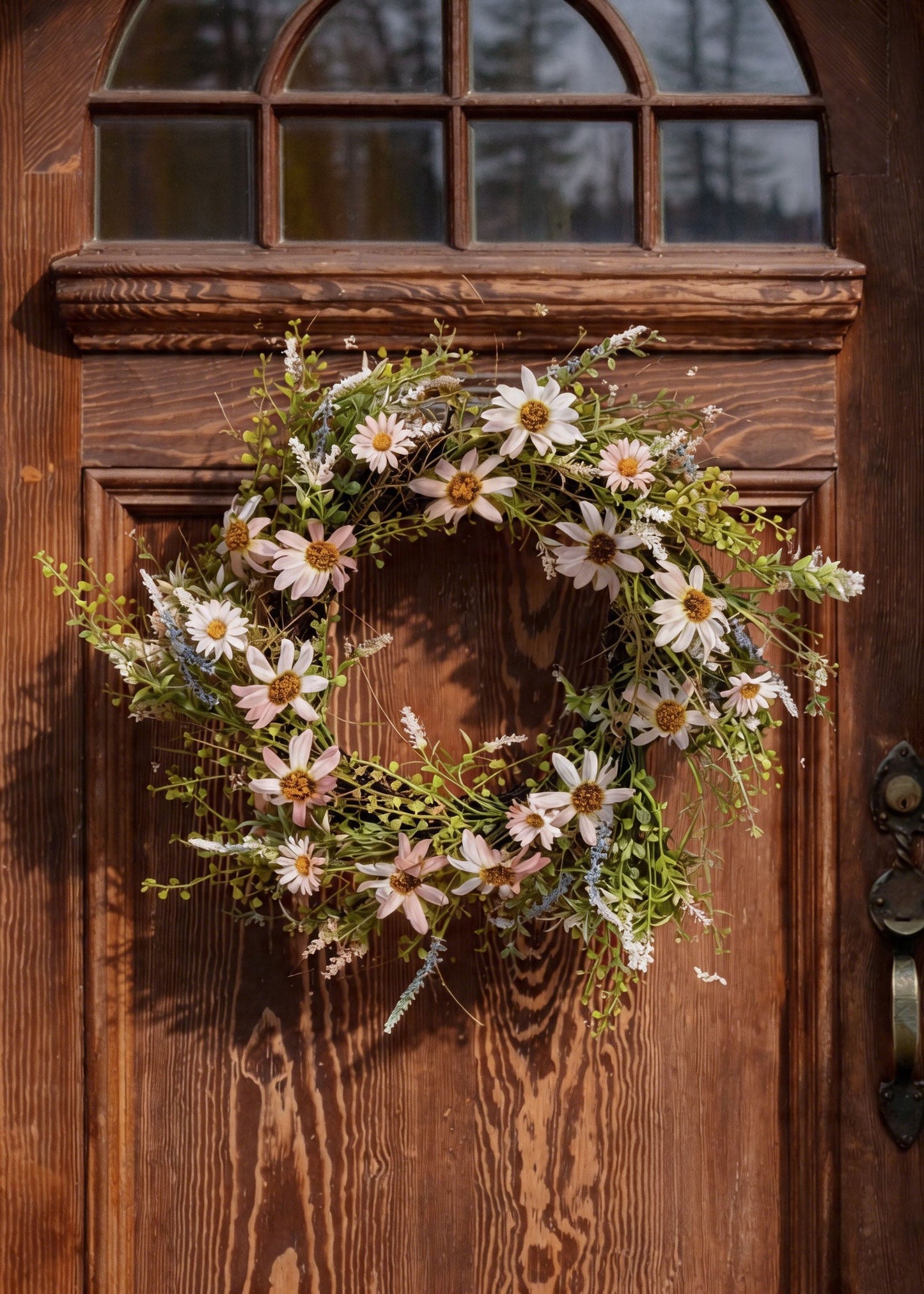 Pale Pink Artificial Wildflower Wreath - 22"