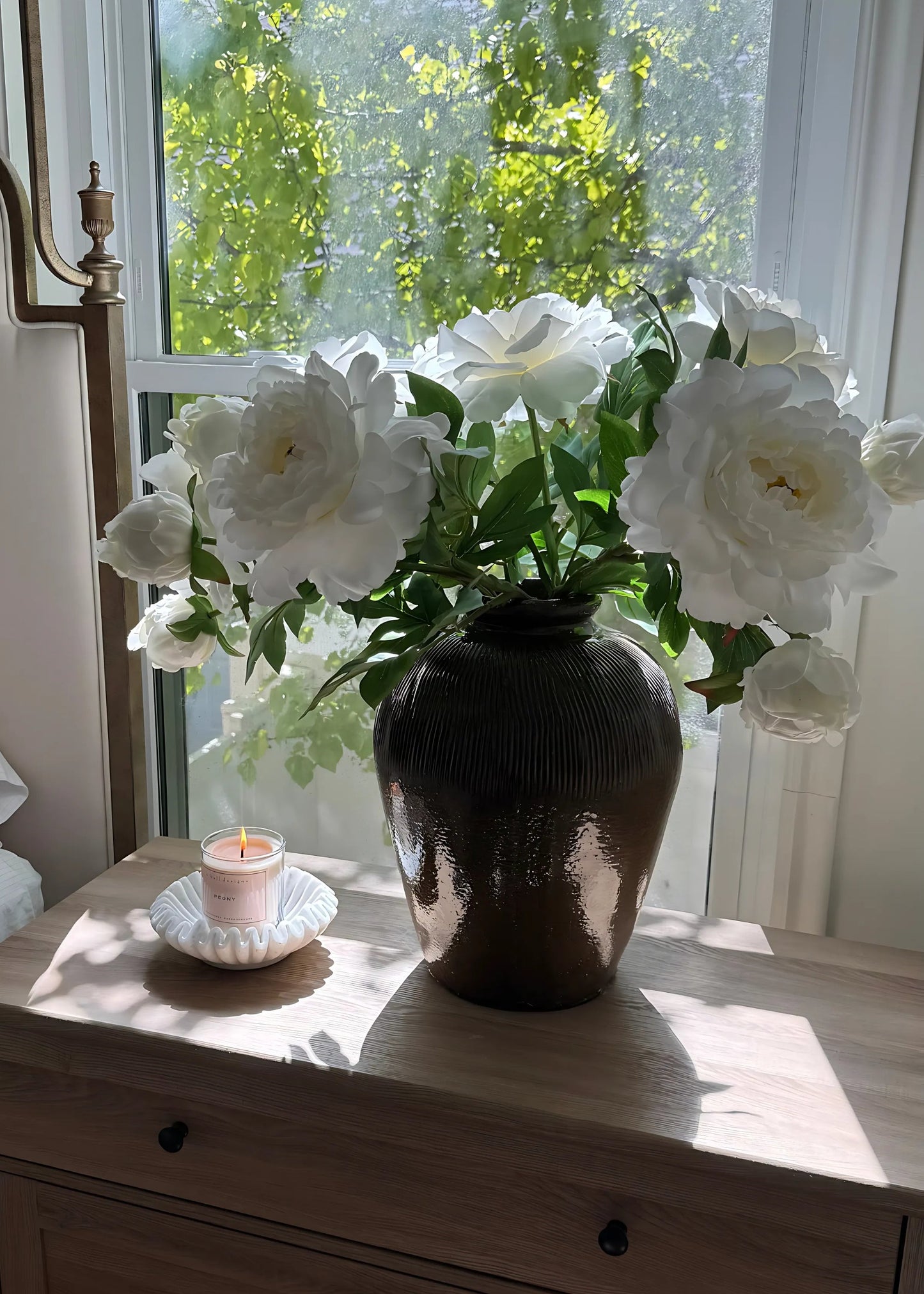 Deluxe White Queen Garden Peony Fake Flower - 30"