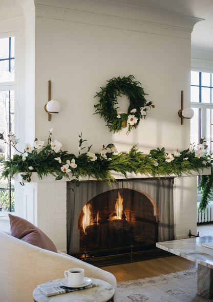 SAVE- Cream Magnolia Fake Flower Branch - 35"