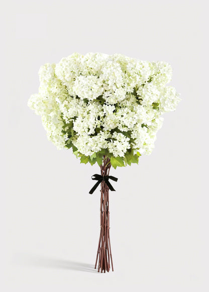 Large White Artificial Snowball Flower Bundle of 12 - 34"