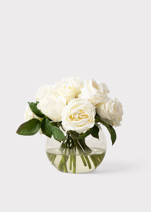 Real Touch Cream White Fake Rose Arrangement - 11.5"