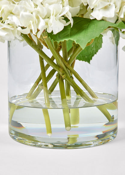 Faux Talc White Hydrangea Arrangement - 12"