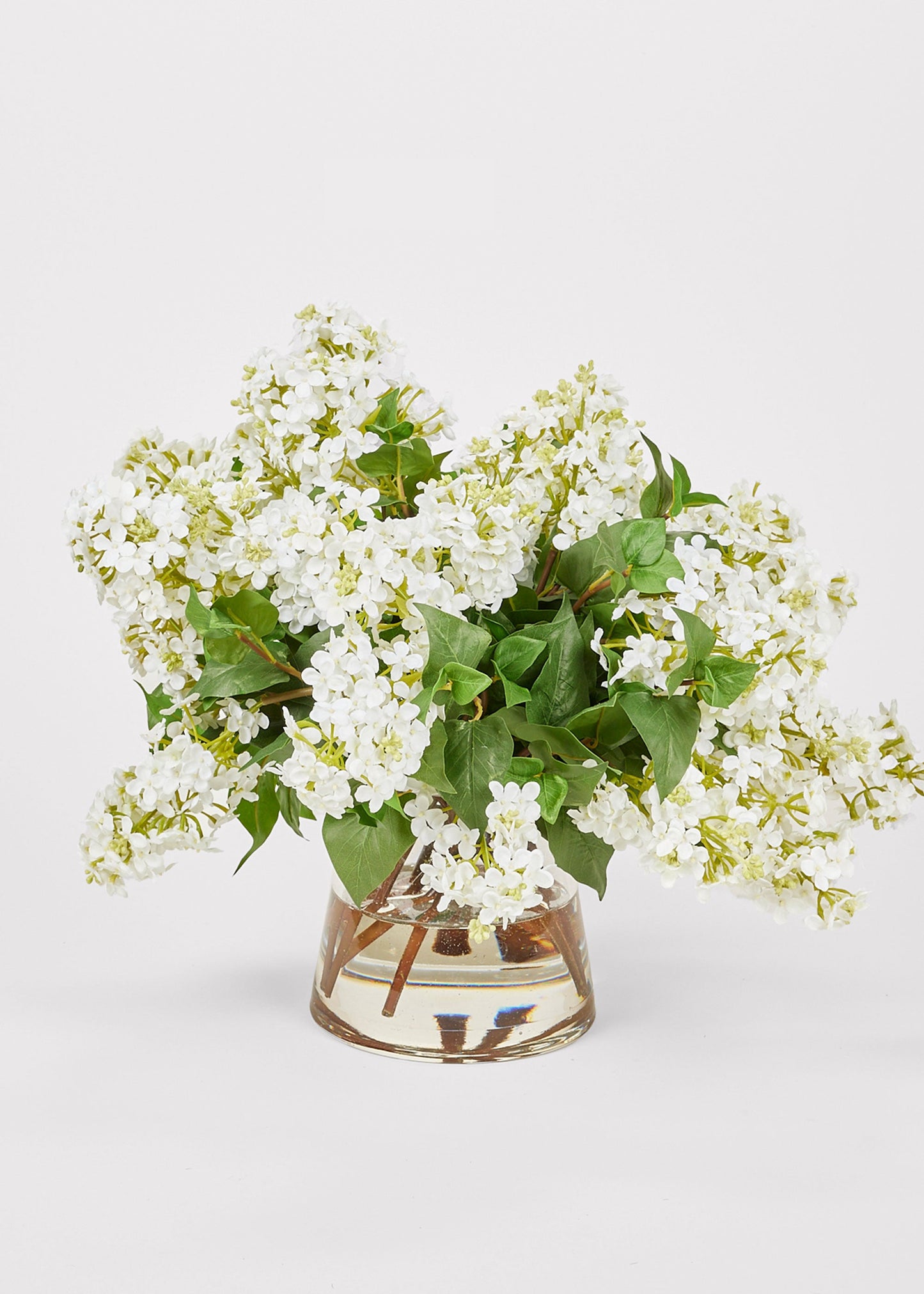 Faux Lilac Flower Arrangement in Glass Vase - 16"