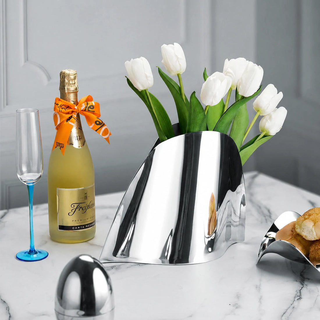 GOIFVORO Sculptural Stainless Steel Champagne Bucket – Luxury Wine & Bottle Cooler, product image 1 of 5