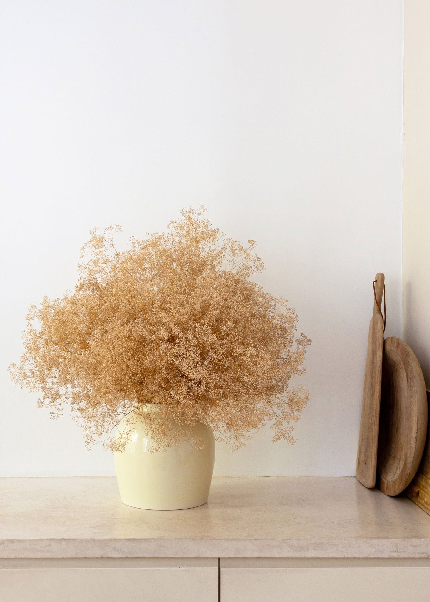 Natural Beige Preserved Wild Gypsophila Flower Bunch - 24"