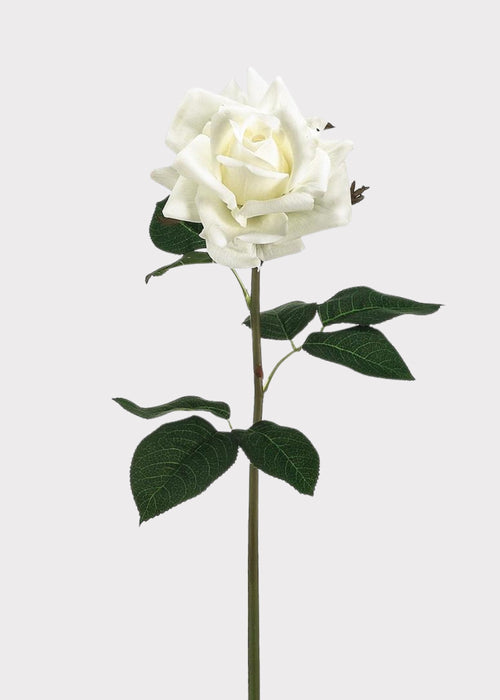 Fake Rose Real Touch Flower in White - 20.5"
