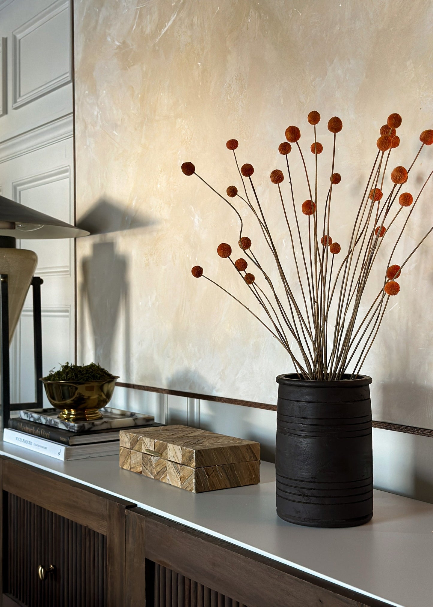 Orange Dried Billy Button Flower Bundle of 20 Stems